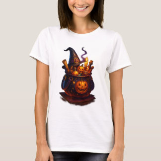 「魔女のカボチャ醸造 – ハロウィーンキャルドロンTシャツ Tシャツ