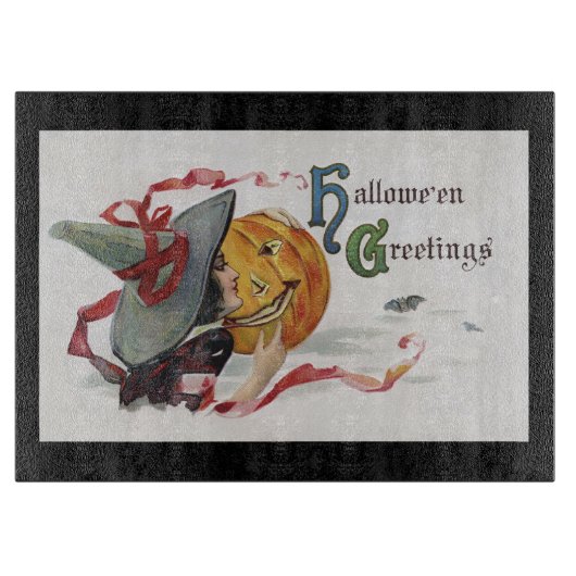 魔女のキス:ハロウィーンのハロウィーンのカボチャのちょうちん カッティングボード (正面)