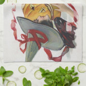 魔女のキス:ハロウィーンのハロウィーンのカボチャのちょうちん キッチンタオル (折り畳み)