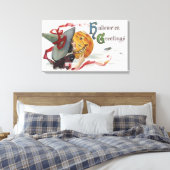 魔女のキス:ハロウィーンのハロウィーンのカボチャのちょうちん キャンバスプリント (インサイチュ (寝室))