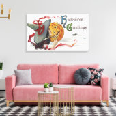 魔女のキス:ハロウィーンのハロウィーンのカボチャのちょうちん キャンバスプリント (インサイチュ (リビング))