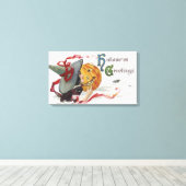 魔女のキス:ハロウィーンのハロウィーンのカボチャのちょうちん キャンバスプリント (インサイチュ (ウッドフロア))