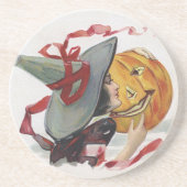 魔女のキス:ハロウィーンのハロウィーンのカボチャのちょうちん コースター (正面)