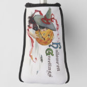 魔女のキス：ハロウィーンのハロウィーンのカボチャのちょうちん ゴルフヘッドカバー (回転90)