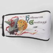 魔女のキス：ハロウィーンのハロウィーンのカボチャのちょうちん ゴルフヘッドカバー (正面)