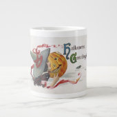 魔女のキス:ハロウィーンのハロウィーンのカボチャのちょうちん ジャンボコーヒーマグカップ (正面)