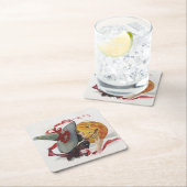 魔女のキス:ハロウィーンのハロウィーンのカボチャのちょうちん スクエアペーパーコースター (インサイチュ)