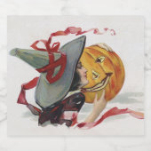 魔女のキス:ハロウィーンのハロウィーンのカボチャのちょうちん スパークリングワインラベル (シングルラベル)