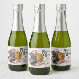 魔女のキス：ハロウィーンのハロウィーンのカボチャのちょうちん スパークリングワインラベル