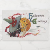 魔女のキス：ハロウィーンのハロウィーンのカボチャのちょうちん スパークリングワインラベル (シングルラベル)