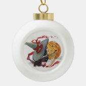 魔女のキス:ハロウィーンのハロウィーンのカボチャのちょうちん セラミックボールオーナメント (正面)