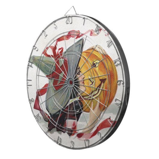 魔女のキス:ハロウィーンのハロウィーンのカボチャのちょうちん ダーツボード (正面右)