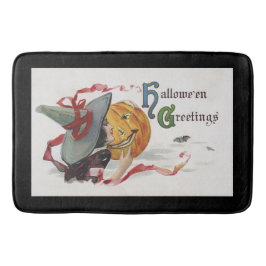 魔女のキス：ハロウィーンのハロウィーンのカボチャのちょうちん バスマット