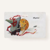 魔女のキス：ハロウィーンのハロウィーンのカボチャのちょうちん バッジ (裏面)