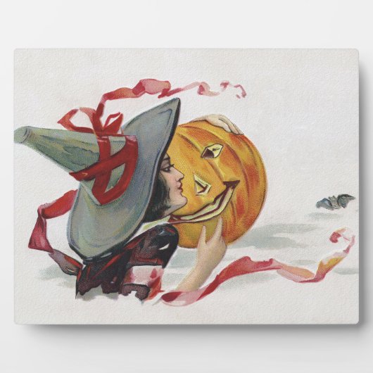 魔女のキス:ハロウィーンのハロウィーンのカボチャのちょうちん フォトプラーク (正面)