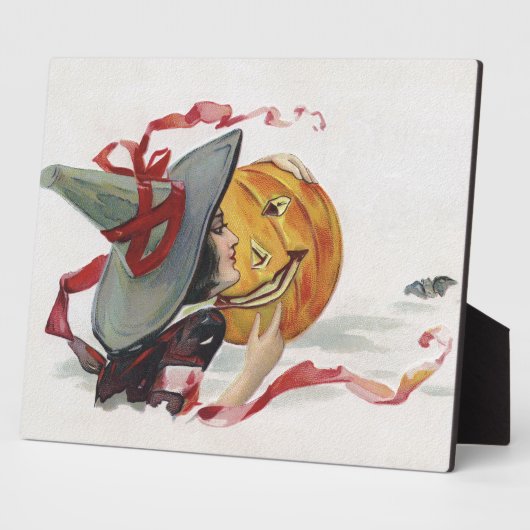 魔女のキス:ハロウィーンのハロウィーンのカボチャのちょうちん フォトプラーク (側面)