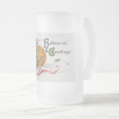 魔女のキス:ハロウィーンのハロウィーンのカボチャのちょうちん フロストグラスビールジョッキ (正面右)