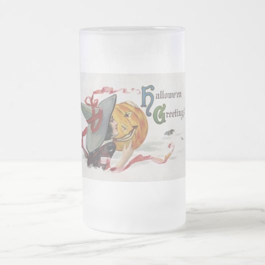 魔女のキス:ハロウィーンのハロウィーンのカボチャのちょうちん フロストグラスビールジョッキ (中央)