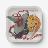 魔女のキス：ハロウィーンのハロウィーンのカボチャのちょうちん ペーパープレート (正面)