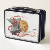 魔女のキス：ハロウィーンのハロウィーンのカボチャのちょうちん メタルランチボックス (裏面)