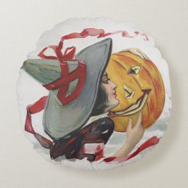 魔女のキス：ハロウィーンのハロウィーンのカボチャのちょうちん ラウンドクッション