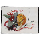 魔女のキス：ハロウィーンのハロウィーンのカボチャのちょうちん ラージペーパーバッグ (裏面)