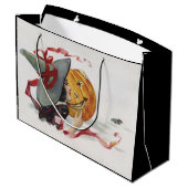 魔女のキス：ハロウィーンのハロウィーンのカボチャのちょうちん ラージペーパーバッグ (裏面アングル)