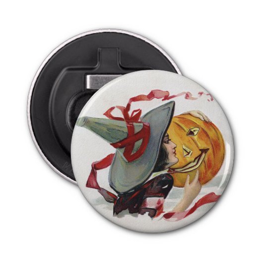 魔女のキス:ハロウィーンのハロウィーンのカボチャのちょうちん 栓抜き (正面)