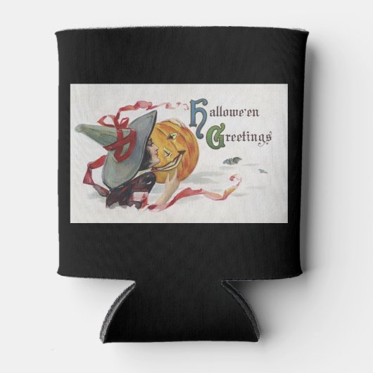 魔女のキス：ハロウィーンのハロウィーンのカボチャのちょうちん 缶クーラー (正面)