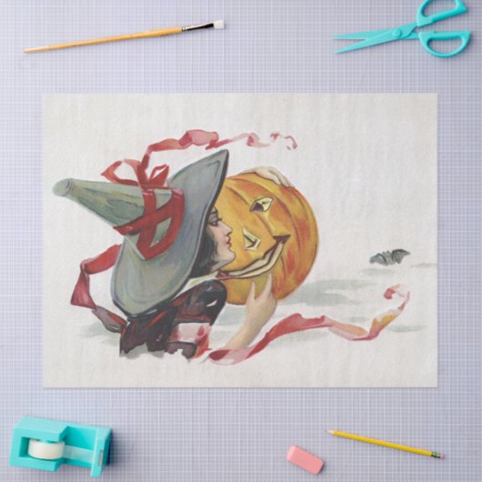 魔女のキス：ハロウィーンのハロウィーンのカボチャのちょうちん 薄葉紙 (クラフト)