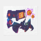 魔女のゲームセンター夜 フリースブランケット (正面(横))