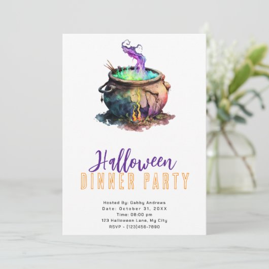 魔女のコールドロンスモークハロウィンディナーパーティー 招待状 (スタンド正面)