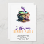 魔女のコールドロンスモークハロウィンディナーパーティー 招待状 (正面/裏面)