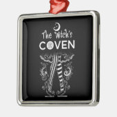 魔女のコーヴェン魔女レッグ白黒ハロウィーン メタルオーナメント (左)