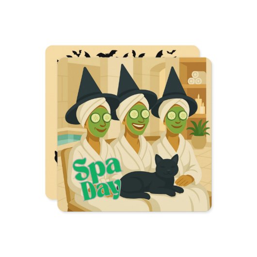 魔女のスパデー 面白い ユーモア 招待状 (正面/裏面インサイチュ)