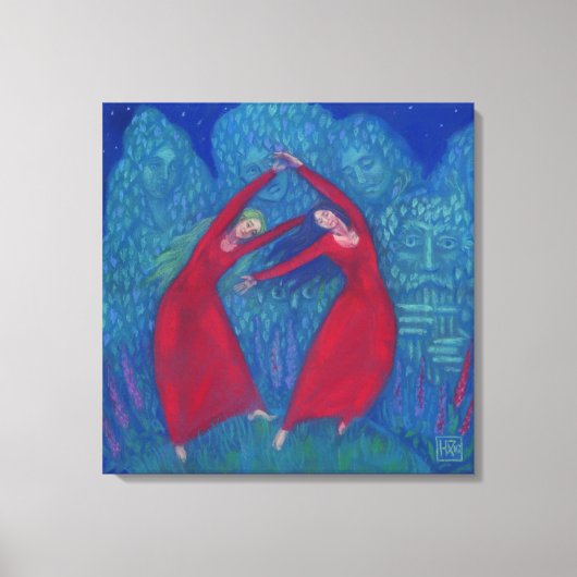 魔女のダンス、パステル絵画ズ、ファンタジー・アート キャンバスプリント (正面)