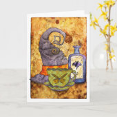 魔女のティーグリーティングカード カード (黄色い花)