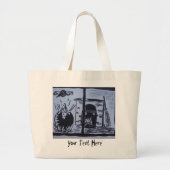 魔女のノームは、料理ポットトリックまたは治療を醸造する ラージトートバッグ (正面)