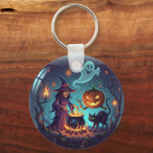 魔女のハロウィンの夜の魔法 キーホルダー (正面)