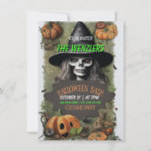 魔女のハロウィン・バッシュ・コスチューム・パーティー招待状 招待状 (正面)