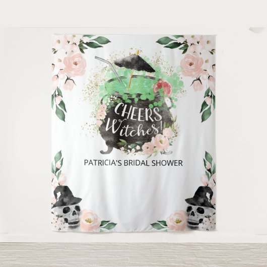 魔女のハロウィン ブライダルシャワーの背景 タペストリー (正面)