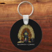 魔女のブルム玉座おもしろいハロウィンガールズキッズ キーホルダー (正面)