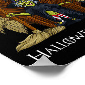 魔女のブルム玉座おもしろいハロウィンガールズキッズ ポスター (角)