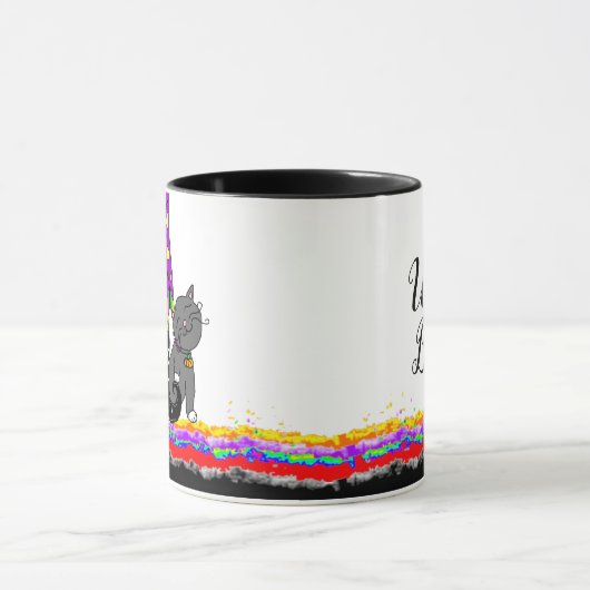 魔女のブルワイ黒猫と魔女と箒 マグカップ (中央)