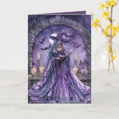 魔女のブルーブリーハロウィーンカードに注意 カード (黄色い花)