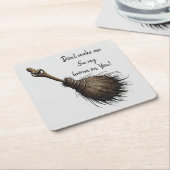 魔女のペットの箒 スクエアペーパーコースター (アングル)