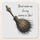 魔女のペットの箒 スクエアペーパーコースター (正面)