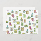 魔女のポーション模様ダブルダブル ポストカード (正面/裏面)