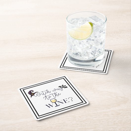 魔女のワインへの道おもしろい スクエアペーパーコースター (インサイチュ)