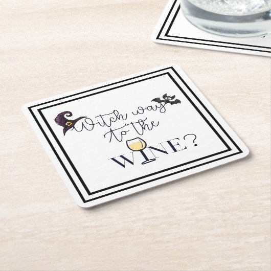 魔女のワインへの道おもしろい スクエアペーパーコースター (アングル)